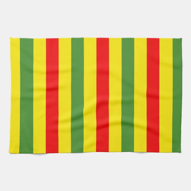 Linge De Cuisine Design de rayures rouges jaunes vertes (Horizontal)