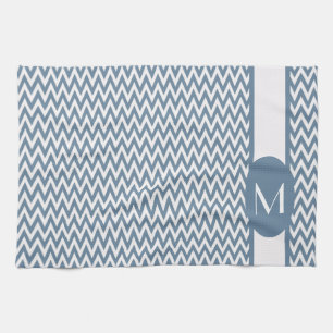 Linge De Cuisine Design élégant Chevron gris français avec monogram