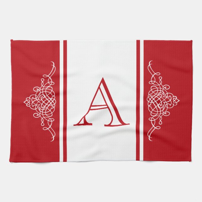Linge De Cuisine Design élégant de monogramme (Horizontal)