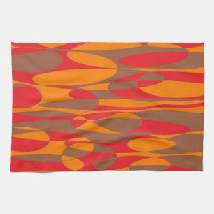 Linge De Cuisine Design elliptique orange, rouge et marron