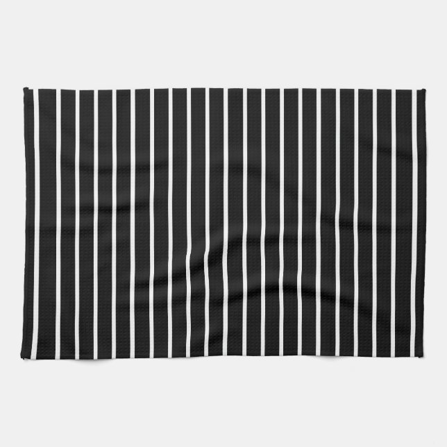 Linge De Cuisine Design en bandes noir et blanc (Horizontal)