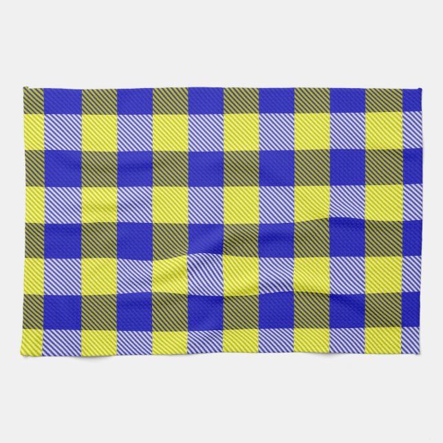 Linge De Cuisine Design En vichy jaune bleu (Horizontal)