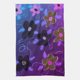 Linge De Cuisine Design Floral Avec Violet
