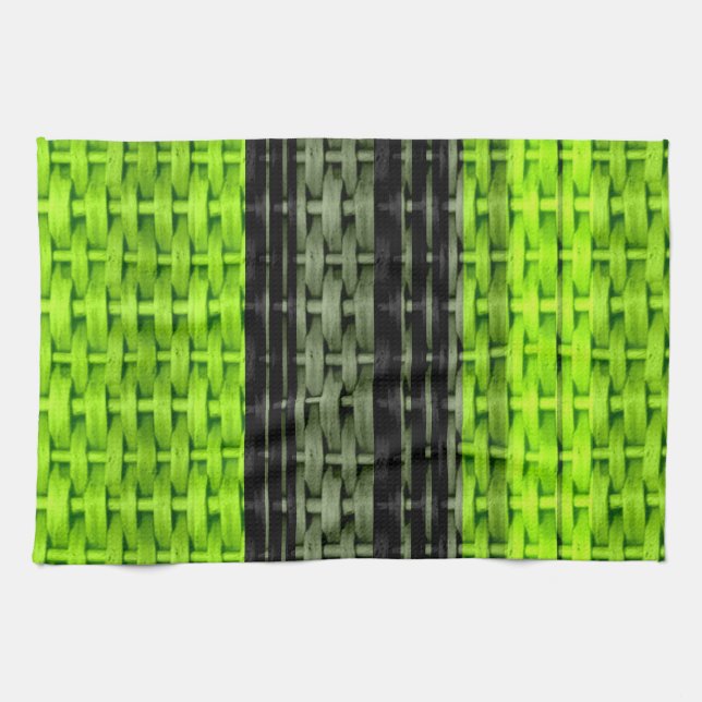 Linge De Cuisine Design graphique en osier noir et vert (Horizontal)