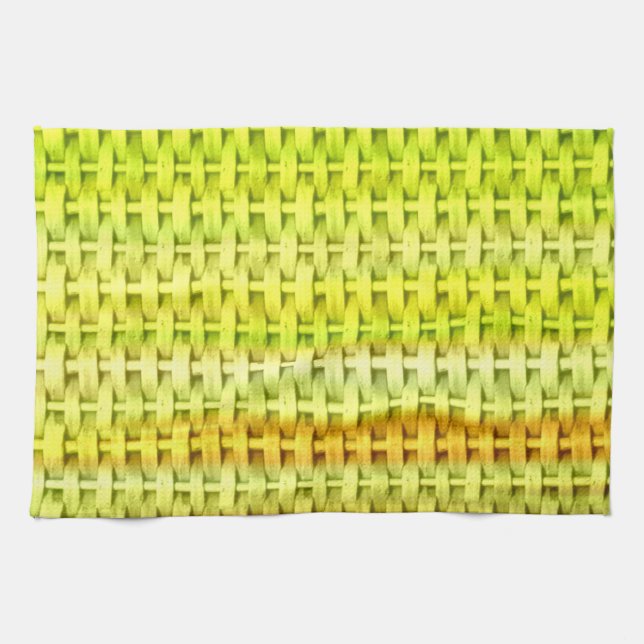 Linge De Cuisine Design graphique en osier vert citron (Horizontal)