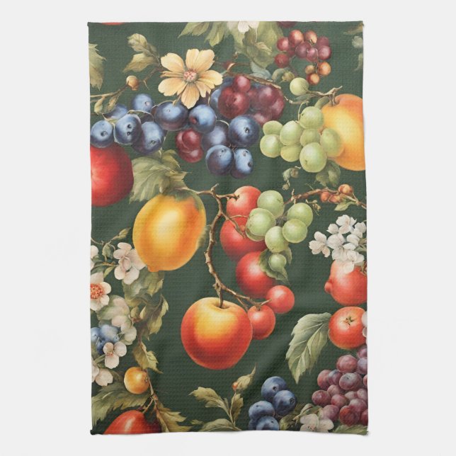 Linge De Cuisine Design italien élégant avec Fruits et Fleurs (Vertical)