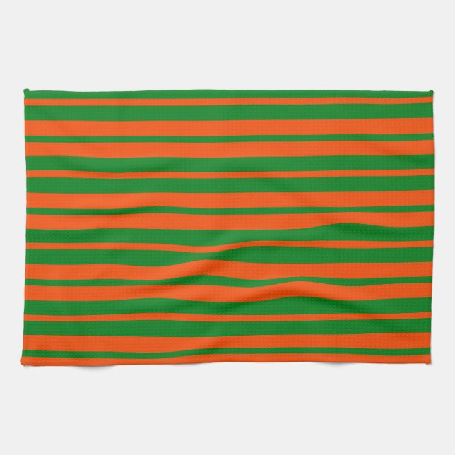 Linge De Cuisine Design Motif Orange Green (Horizontal)