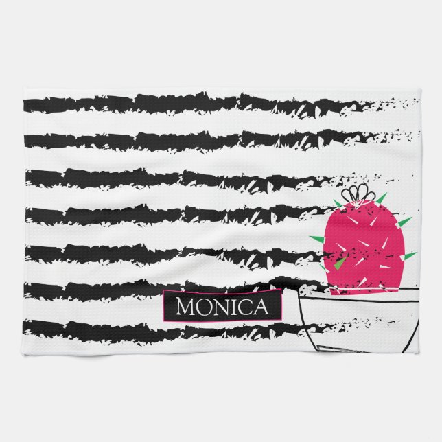 Linge De Cuisine Design motif rose Cactus (Horizontal)