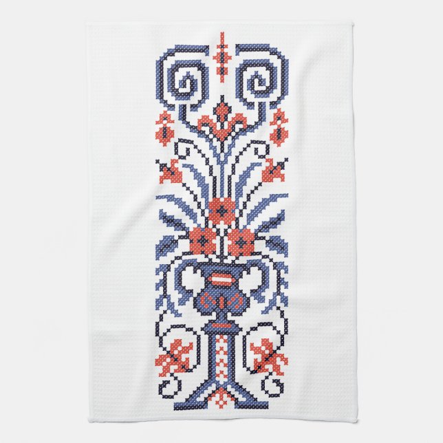 Linge De Cuisine Design original Elégant croix couture fleurie (Vertical)