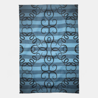 Linge De Cuisine Design pivotant noir fantaisie sur bandes bleues