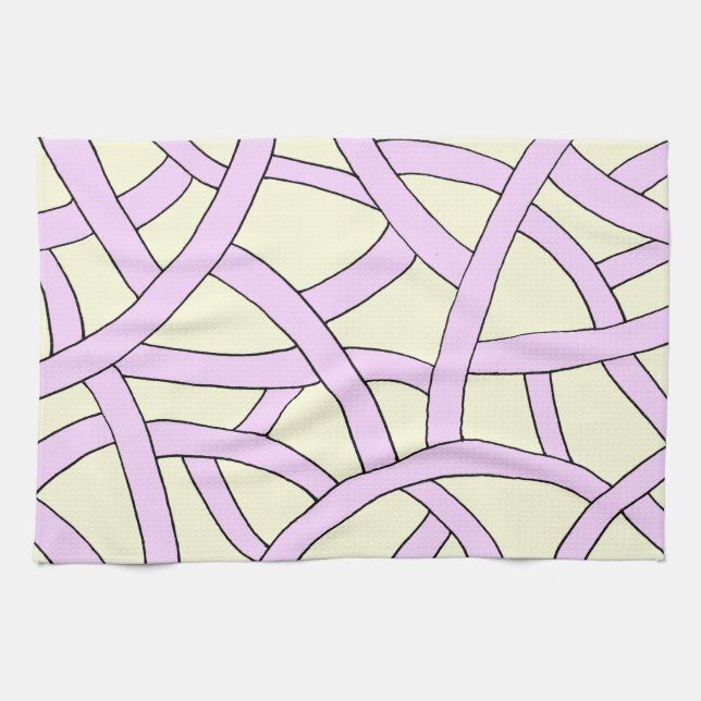 Linge De Cuisine Design rayé Crème rose (Horizontal)