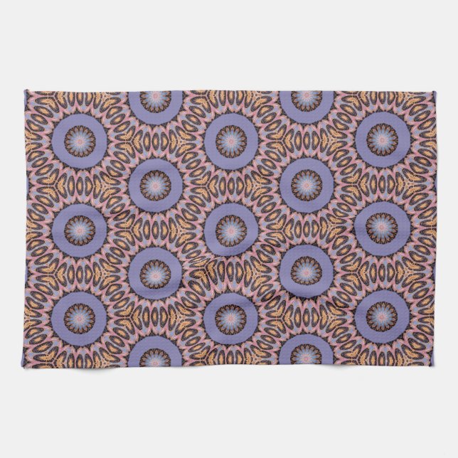 Linge De Cuisine Design rétro avec des cercles orange et violet (Horizontal)