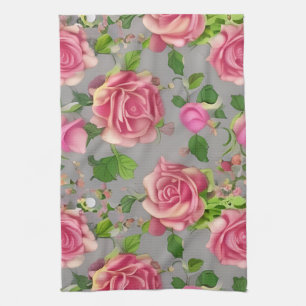 Linge De Cuisine Design Rose de jardin de campagne français élégant