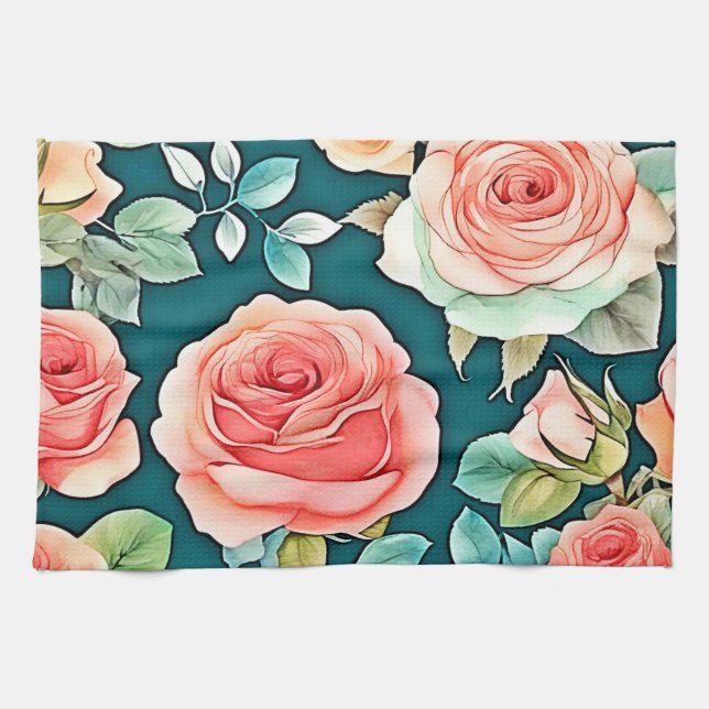 Linge De Cuisine Design Rose élégant (Horizontal)