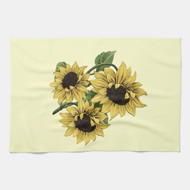 Linge De Cuisine Design vintage de tournesol (Horizontal)