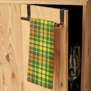 Linge De Cuisine Dessin à carreaux tartan vert jaune orange