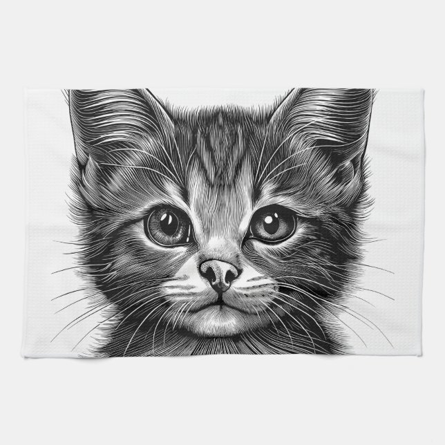 Linge De Cuisine Dessin adorable de Young Cat (Horizontal)