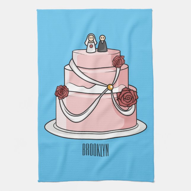 Linge De Cuisine dessin animé de gâteau mariage (Vertical)