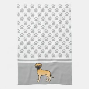 Linge De Cuisine Dessin animé de Grand Danois fauve avec motif de p