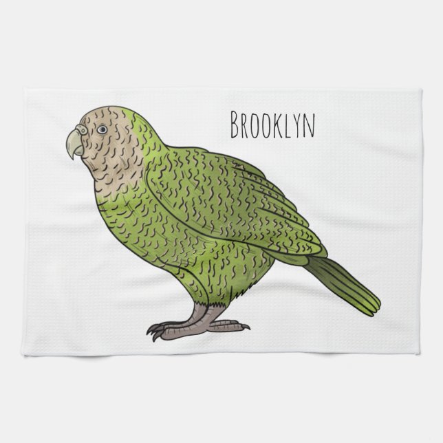 Linge De Cuisine dessin animé d'oiseaux de Kakapo (Horizontal)