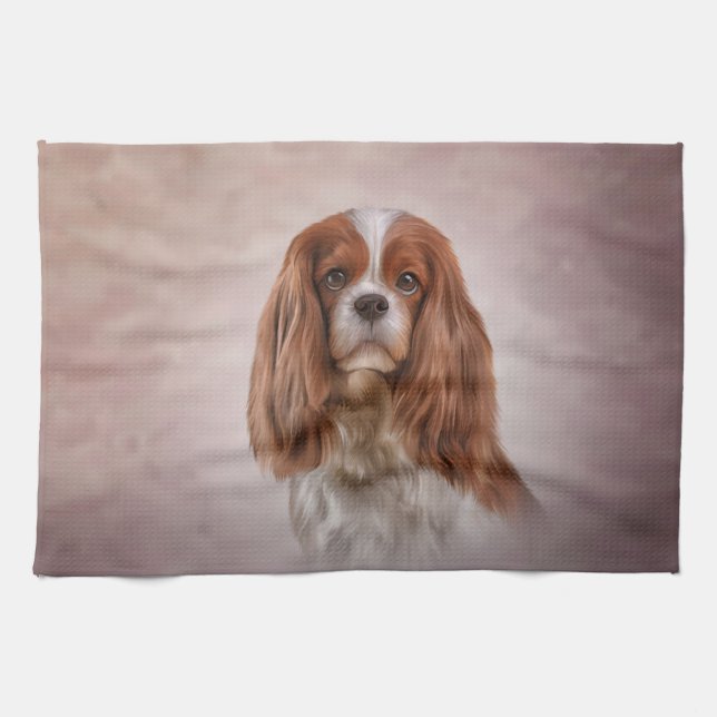 Linge De Cuisine Dessin Chien Cavalier King Charles Spaniel (Horizontal)