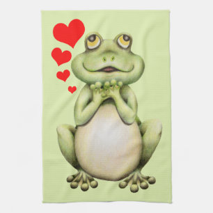 Linge De Cuisine Dessin d'amour de grenouille