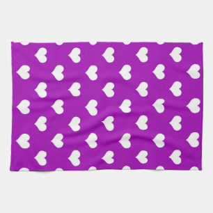 Linge De Cuisine Dessin de coeurs adorables blancs violets