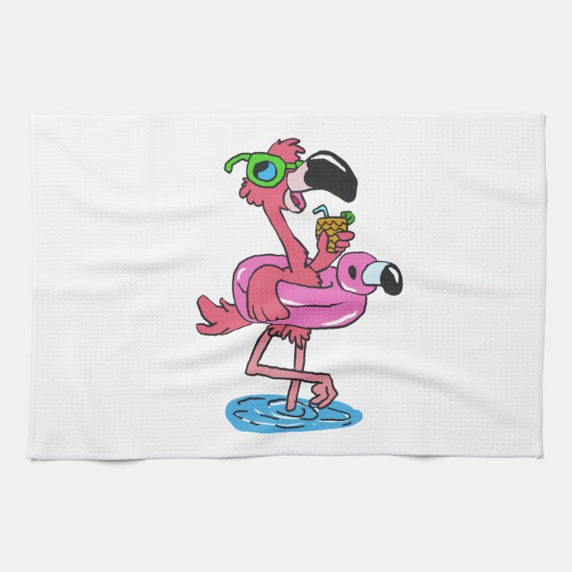 Linge De Cuisine Dessin de Flamant rose d'été| choisir la couleur a (Horizontal)