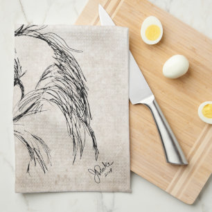 Linge De Cuisine Dessin de la tête d'un cheval d'art