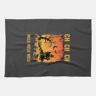 Linge De Cuisine Dessin de silhouette de maison hantée de sorcière 