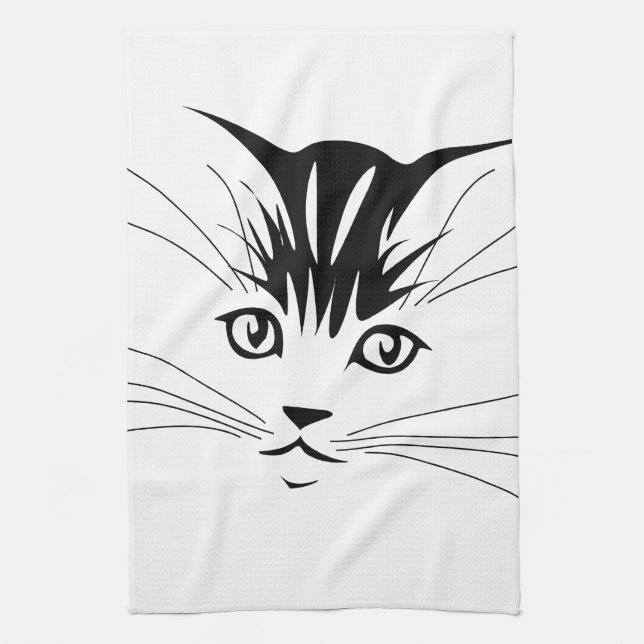 Linge De Cuisine Dessin face de chat (Vertical)