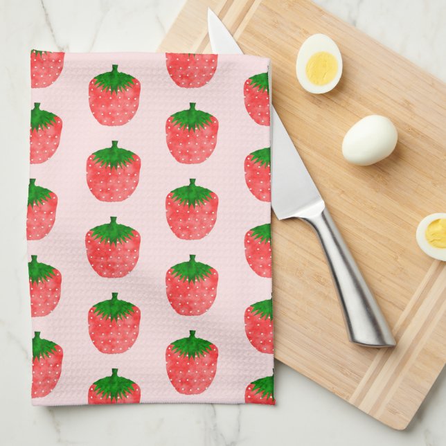 Linge De Cuisine Dessin fraise (Quart Plié)