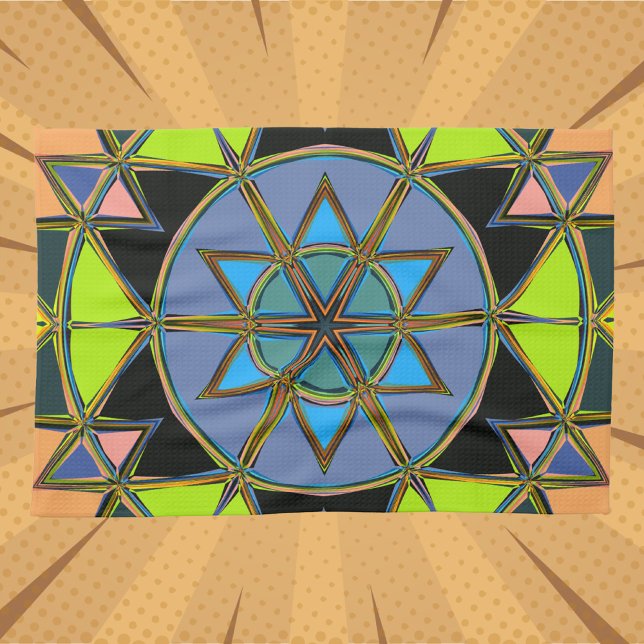Linge De Cuisine Dessin Mandala Green Blue et Orange (Créateur téléchargé)