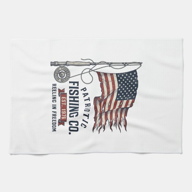 Linge De Cuisine Dessin vectoriel de drapeau de pêche patriotique v (Horizontal)