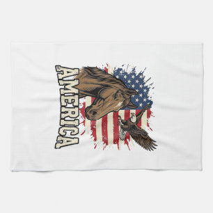 Linge De Cuisine Dessin vectoriel patriotique de l'aigle de cheval 