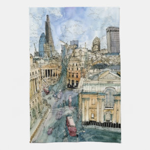 Linge De Cuisine Destinations Watercolor Vintage London Street