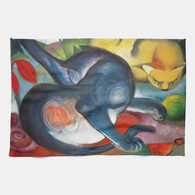 Linge De Cuisine Deux Cats, Blue and Yellow, Franz Marc (Horizontal)