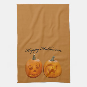 Linge De Cuisine Deux Citrouilles heureux Halloween