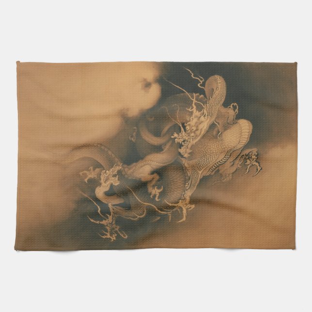 Linge De Cuisine Deux dragons en nuages vintages (Horizontal)