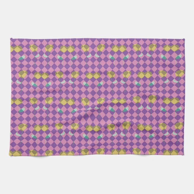 Linge De Cuisine Deux fleurs diamants (Horizontal)