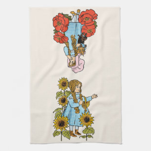 Linge De Cuisine Deux magicien Vintage d'Oz Dorothy avec Fleurs