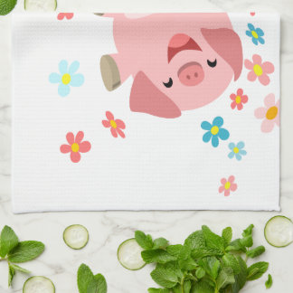 Linge De Cuisine Deux mignons cochons de caricature dans la serviet