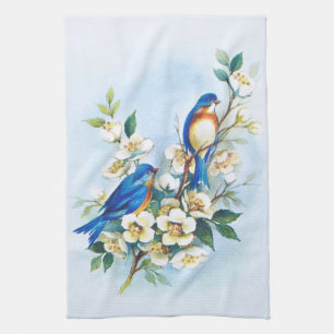 Linge De Cuisine Deux oiseaux bleus
