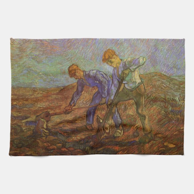 Linge De Cuisine Deux paysans creuser par Vincent van Gogh (Horizontal)