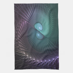 Linge De Cuisine Deux spirales colorées Art fractal abstrait modern