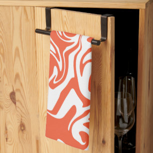 Linge De Cuisine Déversement - Orange et blanc