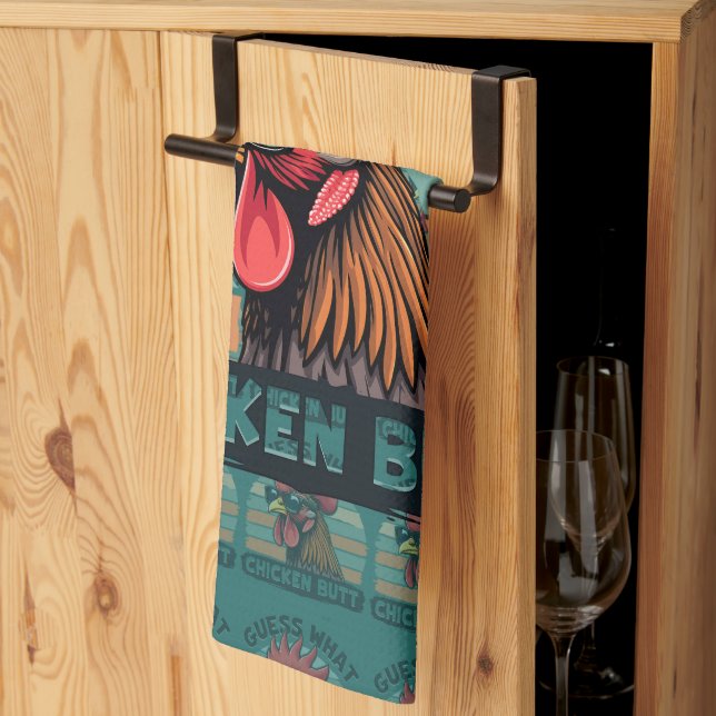 Linge De Cuisine Devinez quoi Cul de Poulet Drôle Rétro Coq (Pliage en tiers)