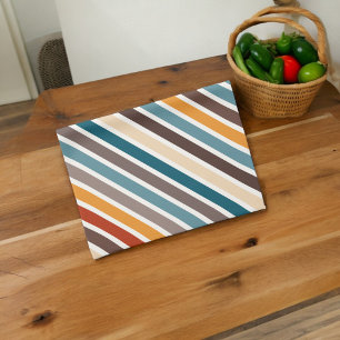 Linge De Cuisine Diagonale à bandes multicolores