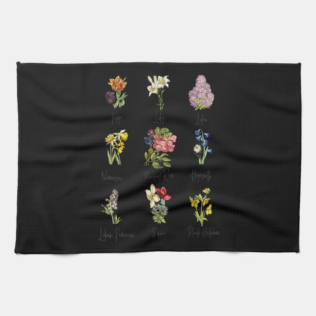 Linge De Cuisine diagramme de jardin fleuri botanique (Horizontal)