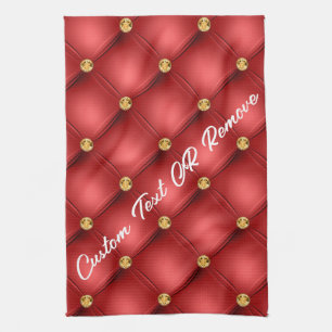 Linge De Cuisine Diamant doré Cuir Tufé Nom du texte personnalisé R